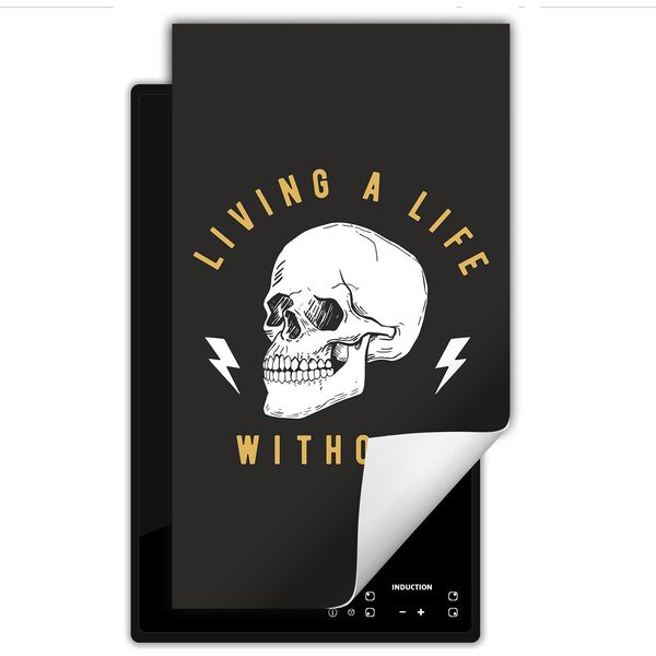 Darhaus Piastra Di Copertura Per Stufa 1 Pezzo 30X52 Cm Tappetino Antiscivolo Roll-Up, Grigio Scuro - Skull-image