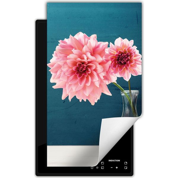 Darhaus Piastra Di Copertura Per Stufa 1 Pezzo 30X52 Cm Tappetino Antiscivolo Roll-Up, Blu - Fiori-image