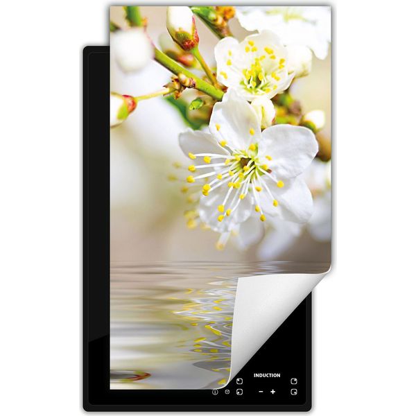 Darhaus Piastra Di Copertura Per Stufa 1 Pezzo 30X52 Cm Tappetino Antiscivolo Roll-Up, Bianco - Fiori-image