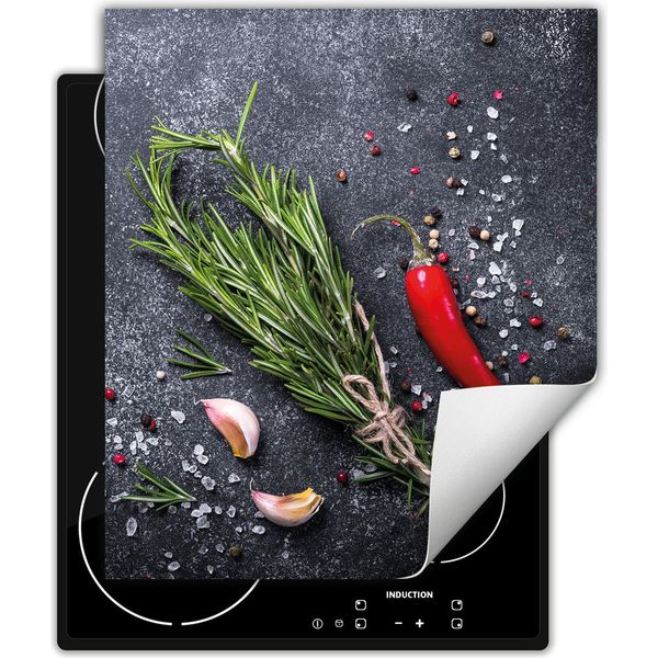 Darhaus Piastra Di Copertura Per Fornelli 45X52 Cm Tappetino Antiscivolo Roll-Up, Ardesia - Peperoncino - Spezie-image
