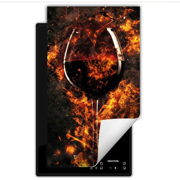 Darhaus Piastra Di Copertura Per Stufa 1 Pezzo 30X52 Cm Tappetino Antiscivolo Roll-Up, Vino - Fuoco-image