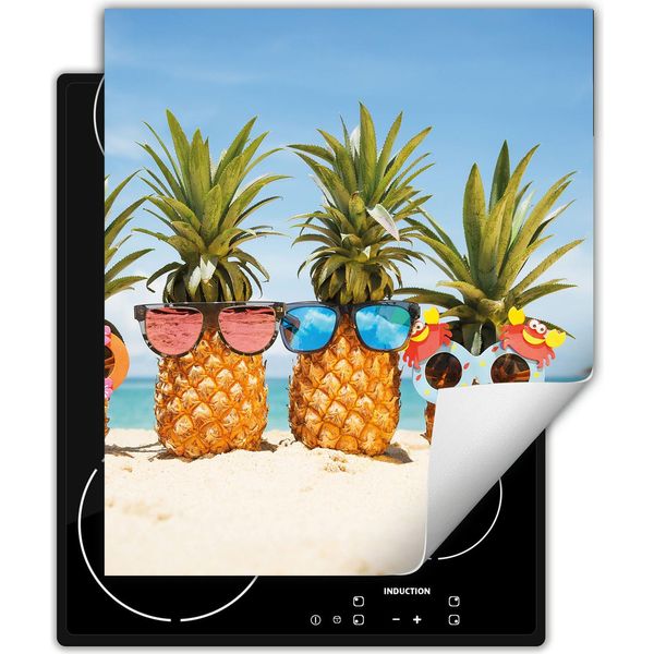Darhaus Piastra Di Copertura Per Fornelli 45X52 Cm Tappetino Antiscivolo Roll-Up, Spiaggia - Ananas-image