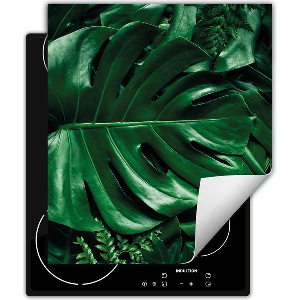 Darhaus Piastra Di Copertura Per Fornelli 45X52 Cm Tappetino Antiscivolo Roll-Up, Verde - Fiori-image