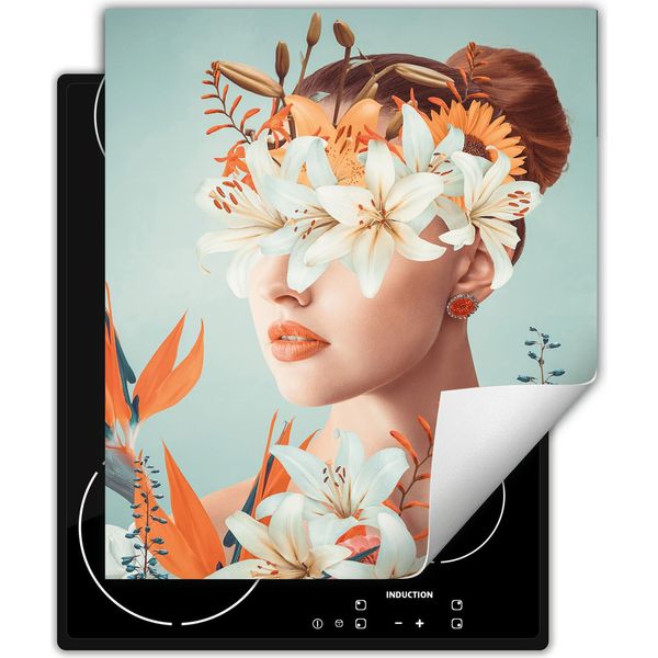 Darhaus Piastra Di Copertura Per Stufa 45X52 Cm Tappetino Antiscivolo Roll-Up, Fiori - Donna-image