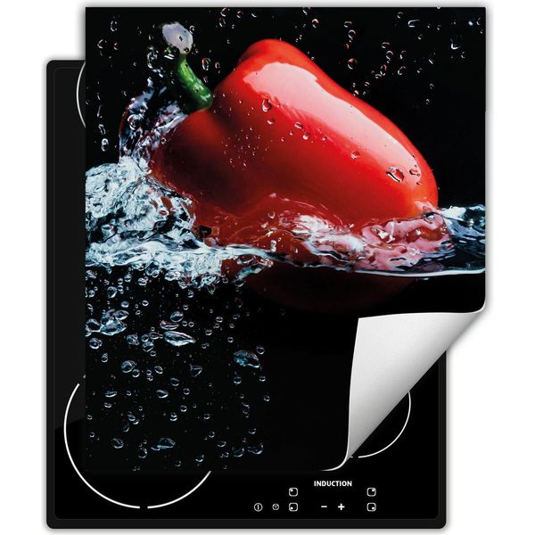Darhaus Piastra Di Copertura Per Fornelli 45X52 Cm Tappetino Antiscivolo Roll-Up, Nero - Acqua - Paprika-image