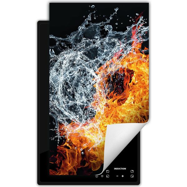 Darhaus Piastra Di Copertura Per Stufa 1 Pezzo 30X52 Cm Tappetino Antiscivolo Roll-Up, Acqua - Fuoco-image