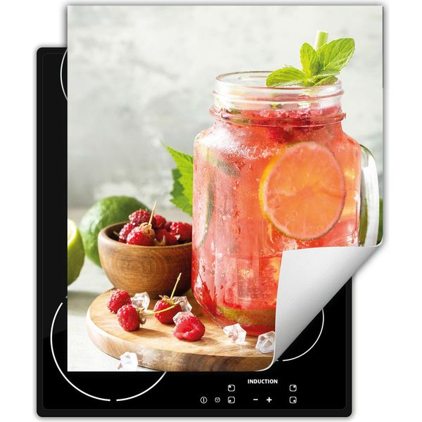 Darhaus Piastra Di Copertura Per Fornelli 45X52 Cm Tappetino Antiscivolo Roll-Up, Acqua - Frutta-image