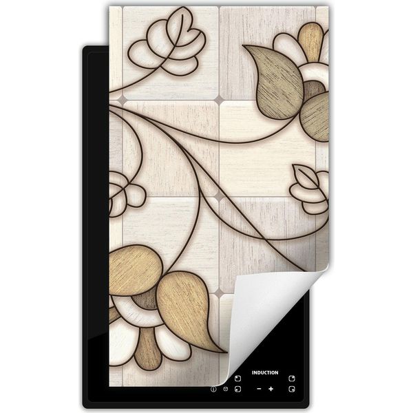 Darhaus Piastra Di Copertura Per Stufa 1 Pezzo 30X52 Cm Tappetino Antiscivolo Roll-Up, Fiore - Mosaico-image
