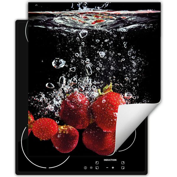 Darhaus Piastra Di Copertura Per Fornelli 45X52 Cm Tappetino Antiscivolo Roll-Up, Nero - Fragole-image