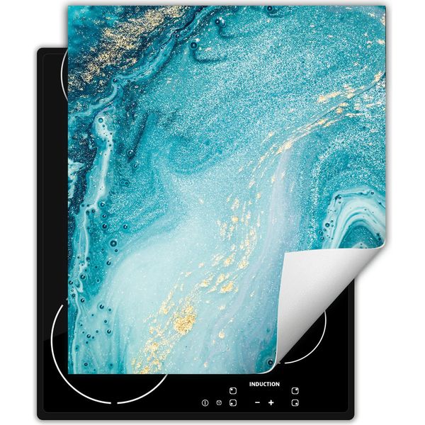 Darhaus Piastra Di Copertura Per Fornelli 45X52 Cm Tappetino Antiscivolo Arrotolabile, Blu - Marmo-image