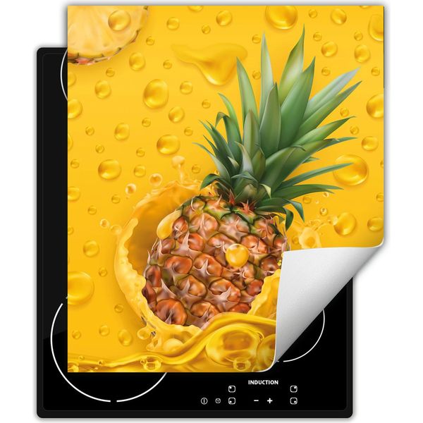 Darhaus Piastra Di Copertura Per Fornelli 45X52 Cm Tappetino Antiscivolo Roll-Up, Frutta - Ananas-image