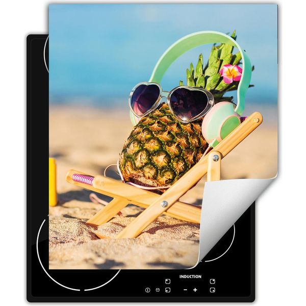 Darhaus Piastra Di Copertura Per Fornelli 45X52 Cm Tappetino Antiscivolo Roll-Up, Spiaggia - Ananas-image