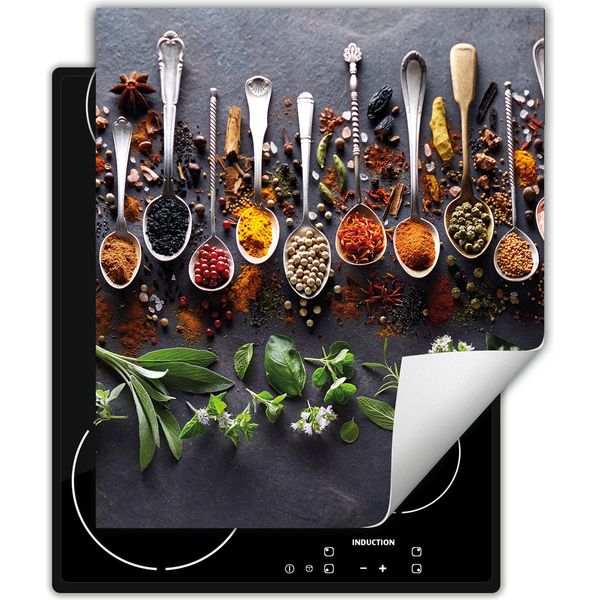 Darhaus Piastra Di Copertura Per Fornelli 45X52 Cm Tappetino Antiscivolo Roll-Up, Cucchiaio - Spezie-image