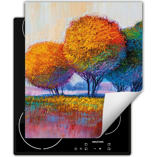 Darhaus Piastra Di Copertura Per Stufe 45X52 Cm Tappetino Antiscivolo Roll-Up, Colorato - Alberi-image