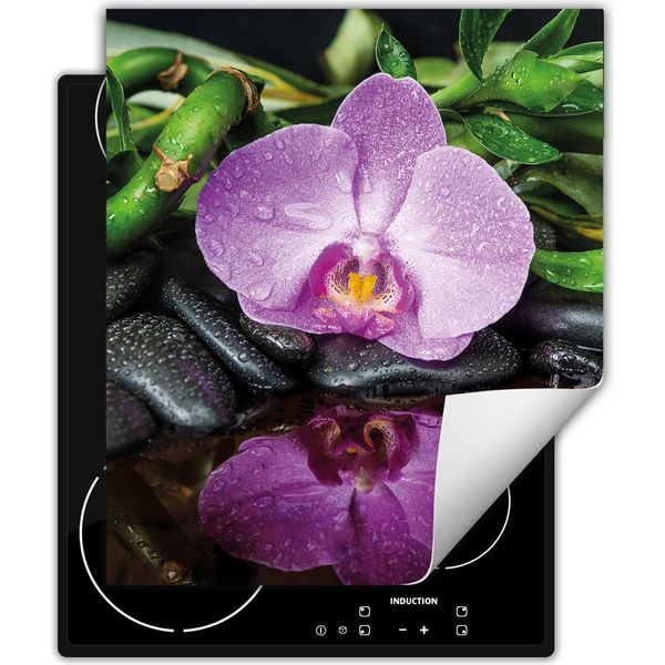Darhaus Piastra Di Copertura Per Fornelli 45X52 Cm Tappetino Antiscivolo Roll-Up, Orchidea - Fiore-image