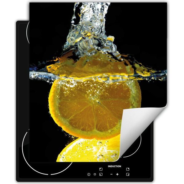 Darhaus Piastra Di Copertura Per Fornelli 45X52 Cm Tappetino Antiscivolo Roll-Up, Nero - Acqua - Limone-image