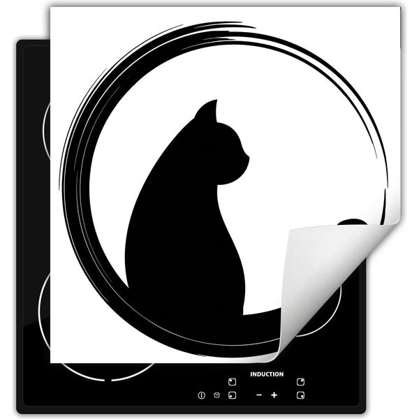 Darhaus Piastra Di Copertura Per Stufe 50X52 Cm Tappetino Antiscivolo Roll-Up, Nero - Gatto-image