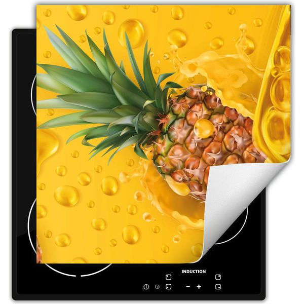 Darhaus Piastra Di Copertura Per Fornelli 50X52 Cm Tappetino Antiscivolo Roll-Up, Frutta - Ananas-image