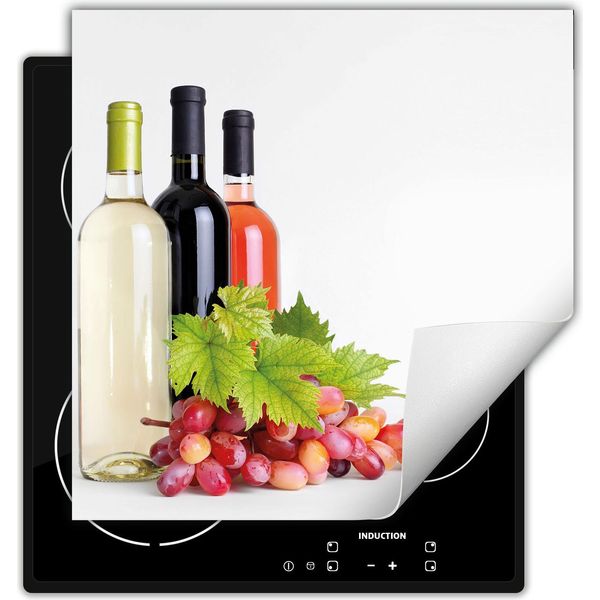Darhaus Piastra Di Copertura Per Fornelli 60X52 Cm Tappetino Antiscivolo Roll-Up, Bianco - Vino-image