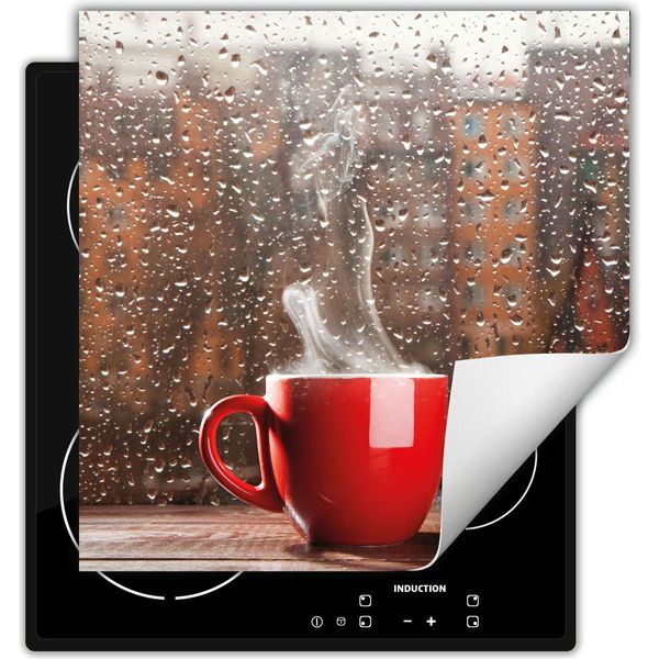 Darhaus Piastra Di Copertura Per Fornelli 50X52 Cm Tappetino Antiscivolo Roll-Up, Gocce - Caffè-image