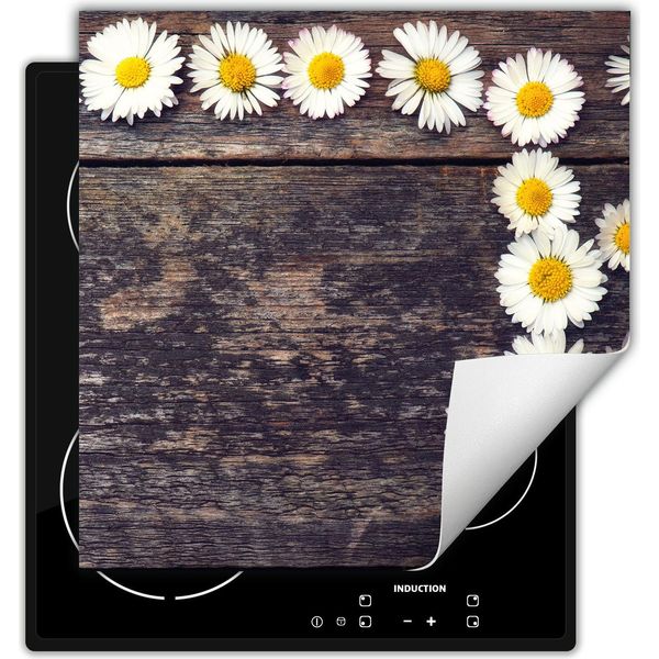 Darhaus Piastra Di Copertura Per Stufa 50X52 Cm Tappetino Antiscivolo Roll-Up, Legno - Fiori-image