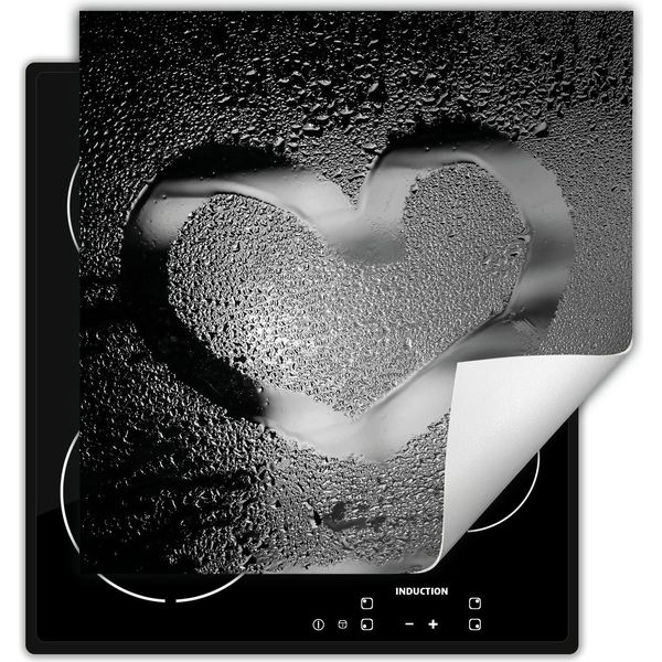 Darhaus Piastra Di Copertura Per Stufa 50X52 Cm Tappetino Antiscivolo Roll-Up, Grigio - Cuore - Gocce-image