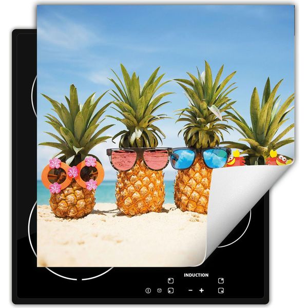 Darhaus Piastra Di Copertura Per Fornelli 50X52 Cm Tappetino Antiscivolo Roll-Up, Spiaggia - Ananas-image