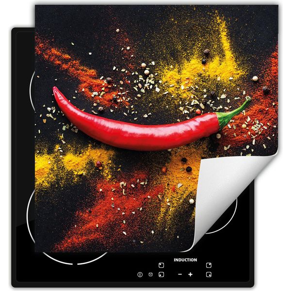 Darhaus Piastra Di Copertura Per Fornelli 60X52 Cm Tappetino Antiscivolo Roll-Up, Colorato - Peperoncino-image