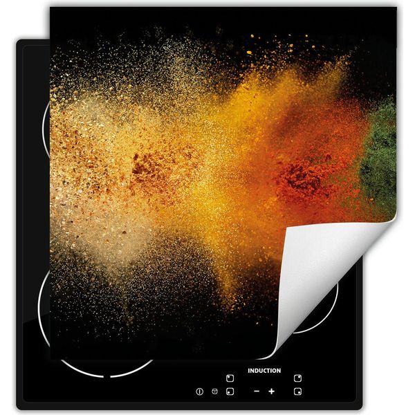 Darhaus Piastra Di Copertura Per Fornelli 60X52 Cm Tappetino Antiscivolo Roll-Up, Nero - Colorato - Spezie-image
