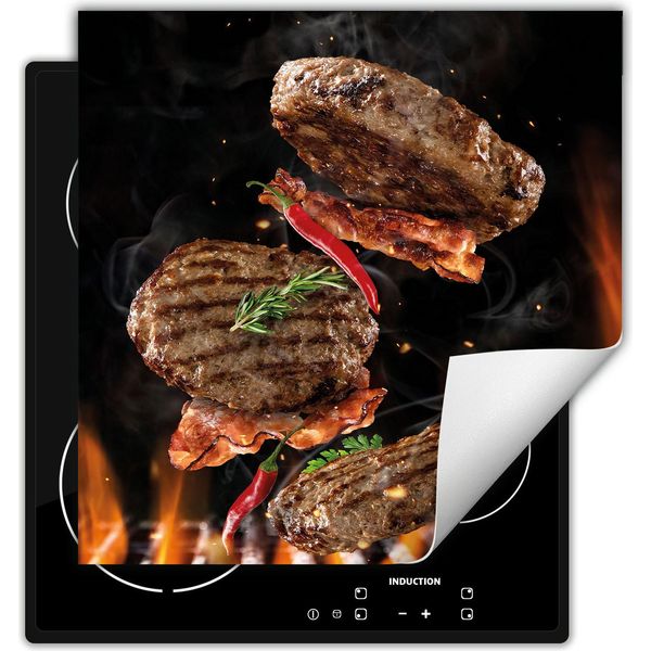 Darhaus Piastra Di Copertura Per Fornelli 50X52 Cm Tappetino Antiscivolo Roll-Up, Nero - Bistecca-image