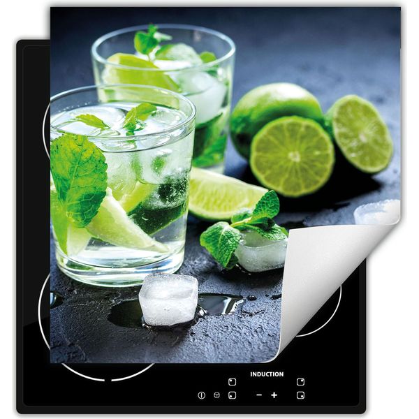 Darhaus Piastra Di Copertura Per Stufa 50X52 Cm Tappetino Antiscivolo Roll-Up, Lime - Acqua-image