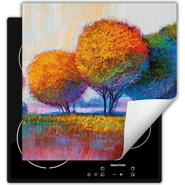 Darhaus Piastra Di Copertura Per Stufa 60X52 Cm Tappetino Antiscivolo Roll-Up, Colorato - Alberi-image