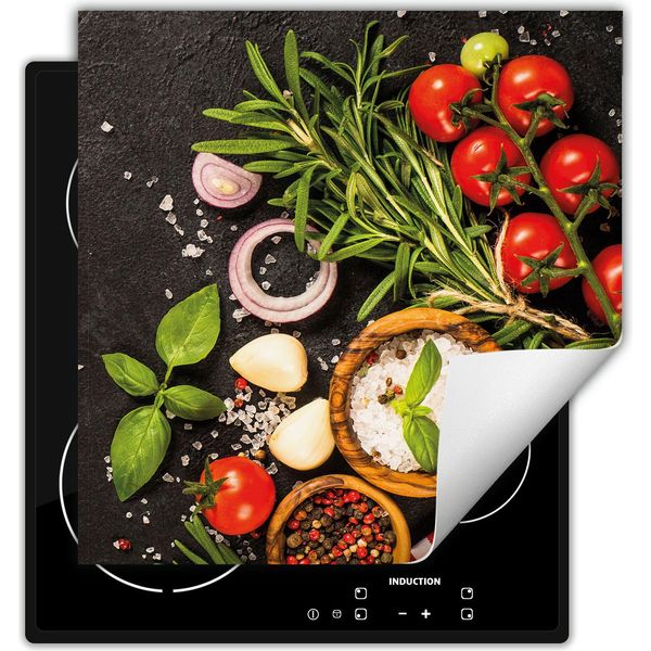 Darhaus Piastra Di Copertura Per Fornelli 50X52 Cm Tappetino Antiscivolo Roll-Up, Spezie - Pomodoro-image