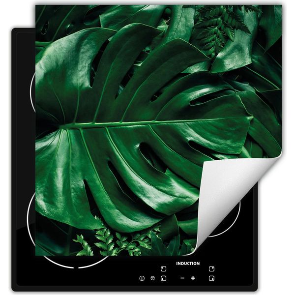 Darhaus Piastra Di Copertura Per Stufa 50X52 Cm Tappetino Antiscivolo Roll-Up, Verde - Fiori-image