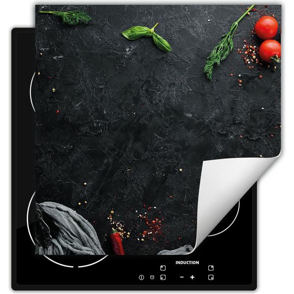 Darhaus Piastra Di Copertura Per Fornelli 60X52 Cm Tappetino Antiscivolo Roll-Up, Ardesia - Spezie - Peperoncino-image