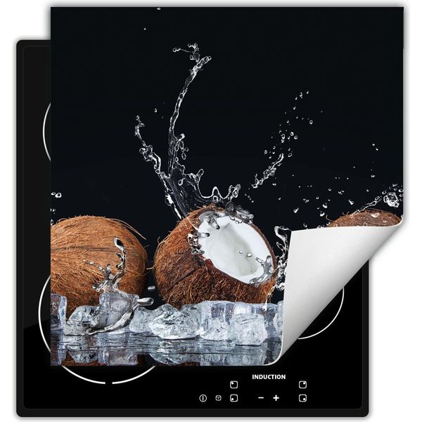 Darhaus Piastra Di Copertura Per Fornelli 50X52 Cm Tappetino Antiscivolo Roll-Up, Nero - Gelato - Frutta-image