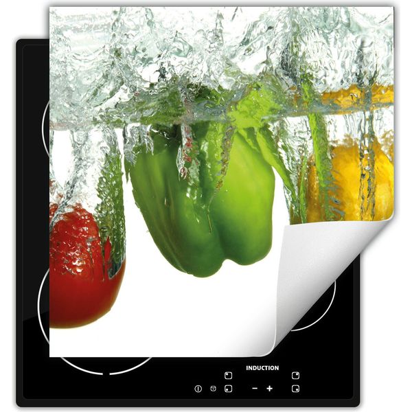 Darhaus Piastra Di Copertura Per Fornelli 60X52 Cm Tappetino Antiscivolo Roll-Up, Acqua - Paprika-image