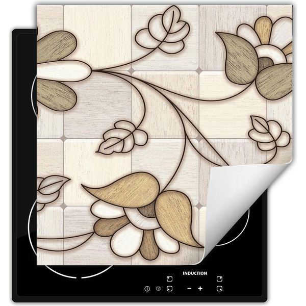 Darhaus Piastra Di Copertura Per Stufa 60X52 Cm Tappetino Antiscivolo Roll-Up, Fiore - Mosaico-image