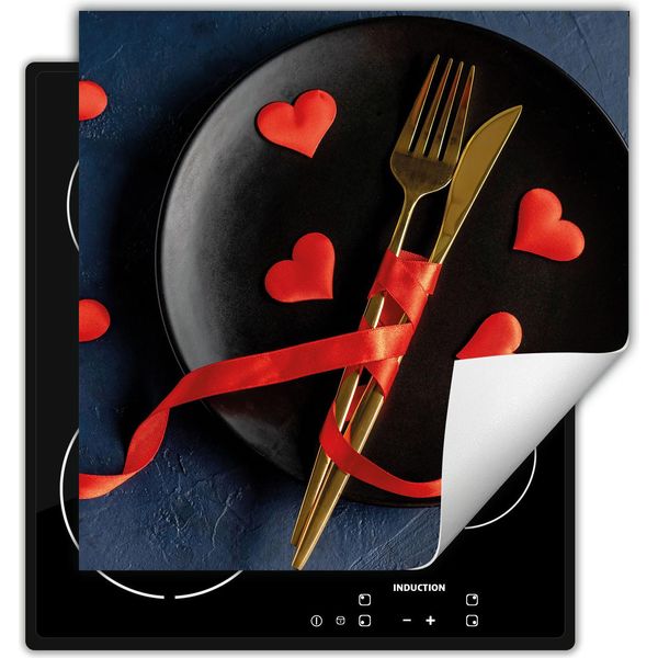 Darhaus Piastra Di Copertura Per Fornelli 50X52 Cm Tappetino Antiscivolo Roll-Up, Cuore - Cucina-image