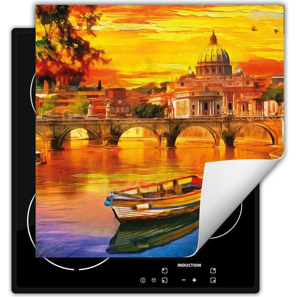 Darhaus Piastra Di Copertura Per Fornelli 50X52 Cm Tappetino Antiscivolo Arrotolabile, Colorato - Barca-image
