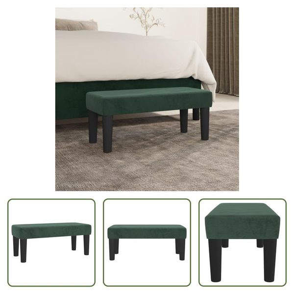 The Living Store Panca Verde Scuro 70X30X30 Cm In Velluto-image