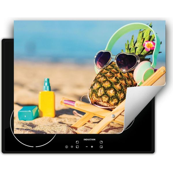 Darhaus Piastra Di Copertura Per Fornelli 70X52 Cm Tappetino Antiscivolo Roll-Up, Spiaggia - Ananas-image