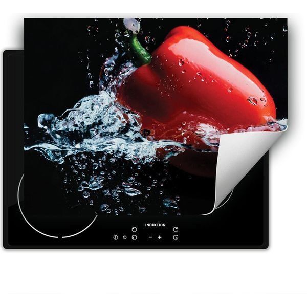 Darhaus Piastra Di Copertura Per Fornelli 70X52 Cm Tappetino Antiscivolo Roll-Up, Nero - Acqua - Paprika-image