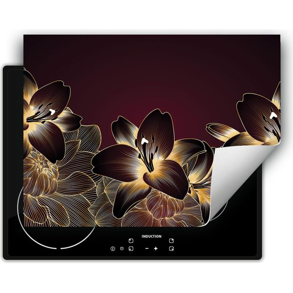 Darhaus Piastra Di Copertura Per Fornelli 70X52 Cm Tappetino Antiscivolo Roll-Up, Orchidea - Fiori-image
