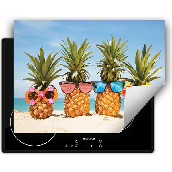 Darhaus Piastra Di Copertura Per Fornelli 70X52 Cm Tappetino Antiscivolo Roll-Up, Spiaggia - Ananas-image