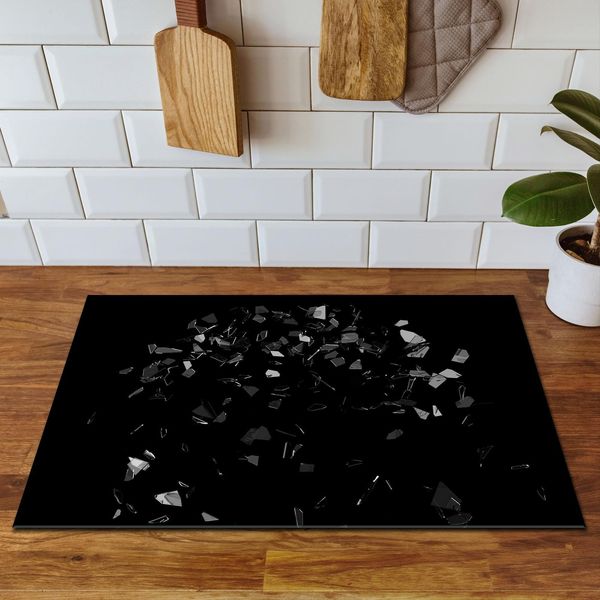 Darhaus Piastra Di Copertura Per Stufa 70X52 Cm Tappetino Antiscivolo Roll-Up, Nero - Vetro-image