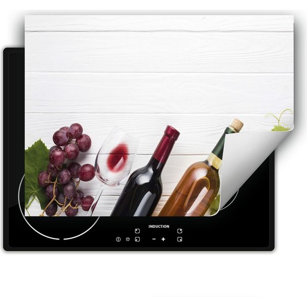 Darhaus Piastra Di Copertura Per Stufa 80X52 Cm Tappetino Antiscivolo Roll-Up, Bianco - Legno - Vino-image