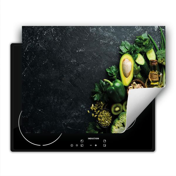 Darhaus Piastra Di Copertura Per Stufa 80X52 Cm Tappetino Antiscivolo Roll-Up, Verde - Verdure-image