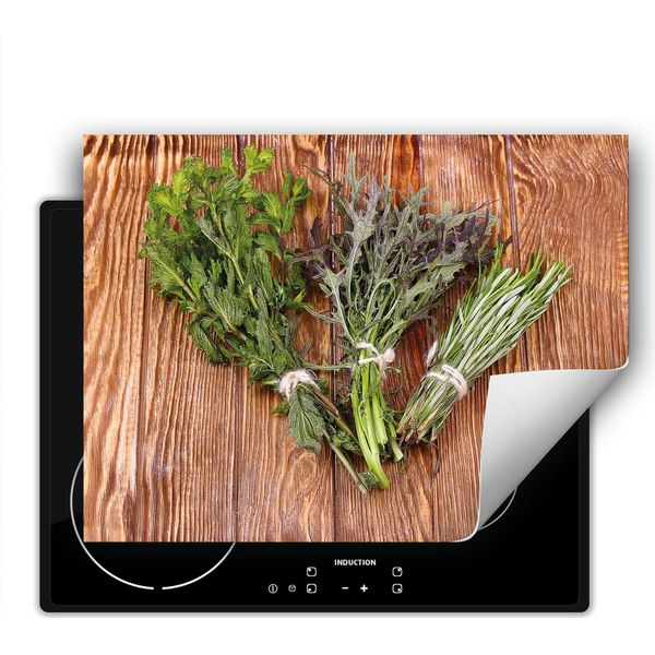 Darhaus Piastra Di Copertura Per Fornelli 80X52 Cm Tappetino Antiscivolo Arrotolabile, Legno - Erbe Aromatiche-image