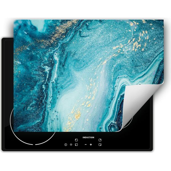 Darhaus Piastra Di Copertura Per Fornelli 80X52 Cm Tappetino Antiscivolo Arrotolabile, Blu - Marmo-image